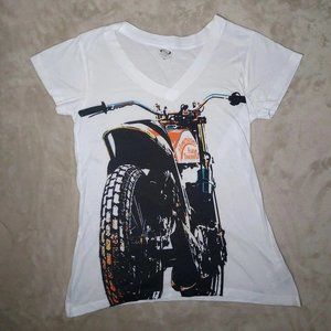 Women's Motorcycle Graphic Tee / T-Shirt - Sz Small V Neck